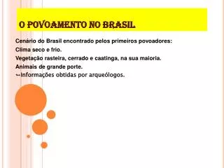 o povoamento no brasil