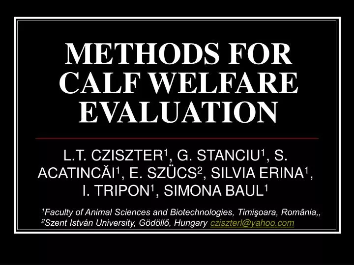 methods for calf welfare evaluation