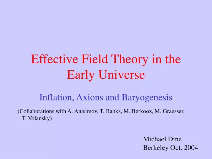 effective field theory in the early universe