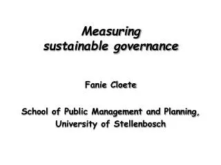 Measuring sustainable governance