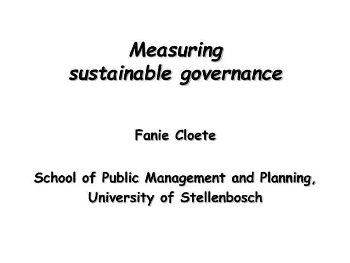 measuring sustainable governance