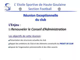 Réunion Exceptionnelle du club