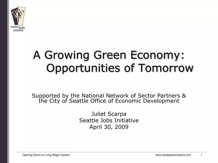a growing green economy opportunities of tomorrow
