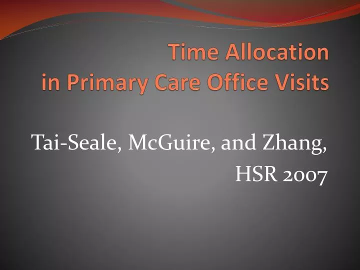 time allocation in primary care office visits