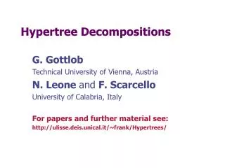 Hypertree Decompositions