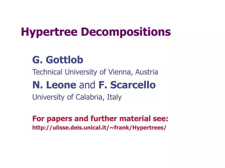 hypertree decompositions