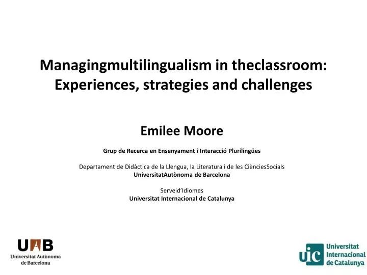 managingmultilingualism in theclassroom experiences strategies and challenges