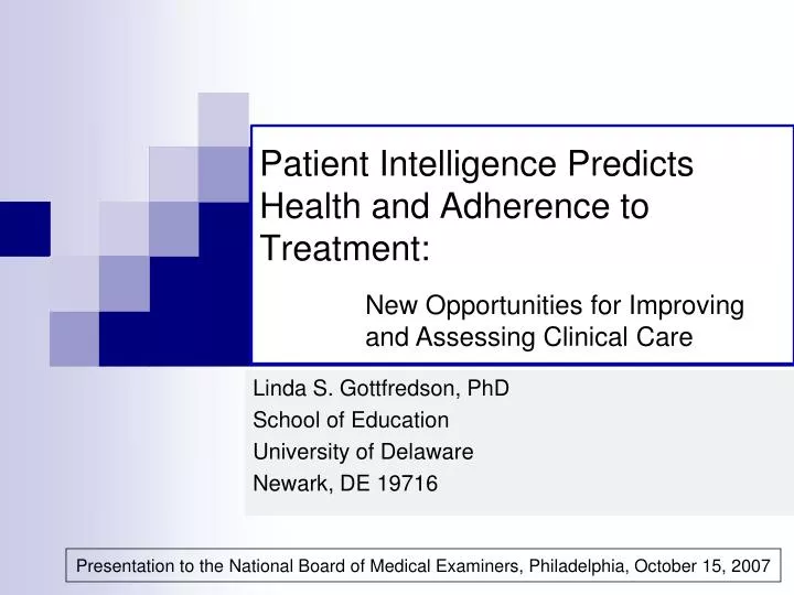 patient intelligence predicts health and adherence to treatment