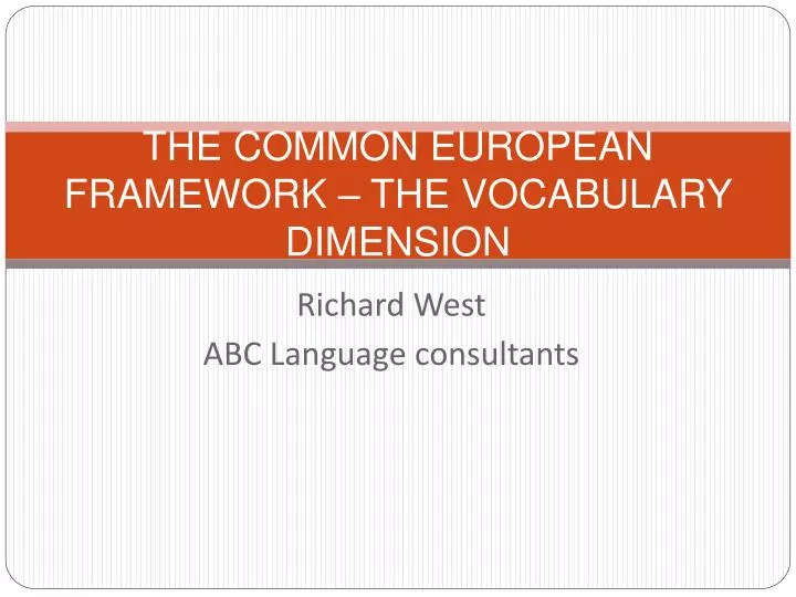 the common european framework the vocabulary dimension