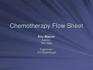 Chemotherapy Flow Sheet