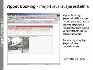 Vippet Booking - majoitusvarausjärjestelmä