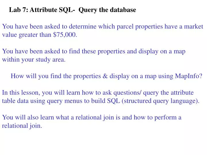 lab 7 attribute sql query the database