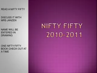 NIFTY FIFTY 2010-2011