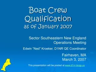 Boat Crew Qualification as of January 2007