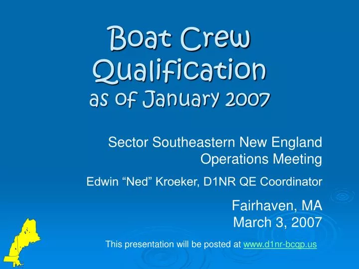 boat crew qualification as of january 2007