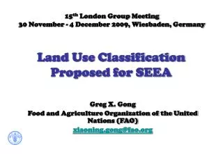 Land Use Classification Proposed for SEEA