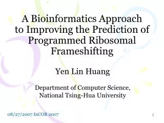 A Bioinformatics Approach to Improving the Prediction of Programmed Ribosomal Frameshifting