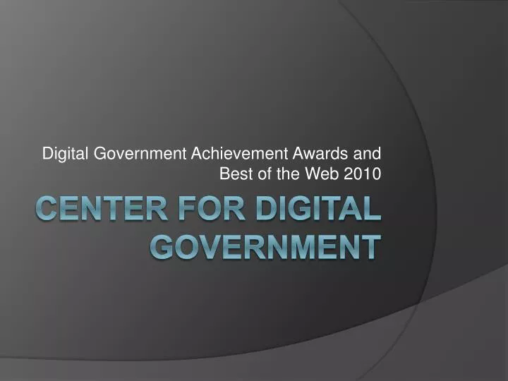 digital government achievement awards and best of the web 2010