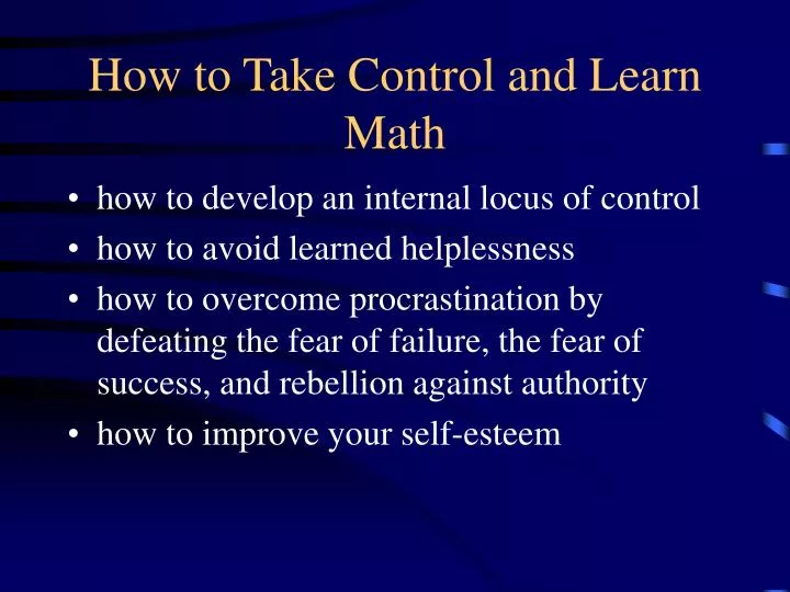 how to take control and learn math
