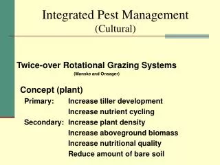 Integrated Pest Management (Cultural)