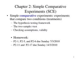 Chapter 2: Simple Comparative Experiments (SCE)