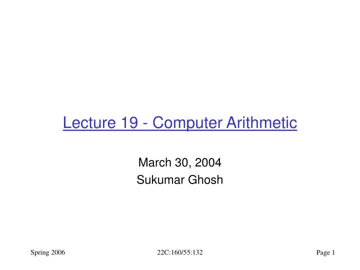 lecture 19 computer arithmetic