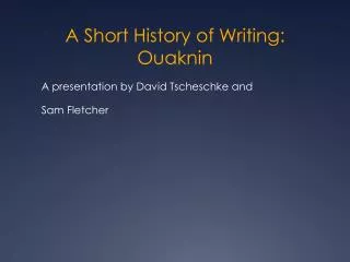 A Short History of Writing: Ouaknin