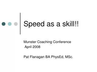 Speed as a skill!!