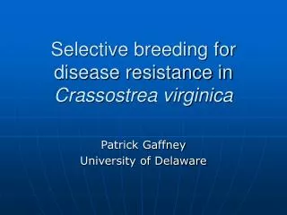 Selective breeding for disease resistance in Crassostrea virginica