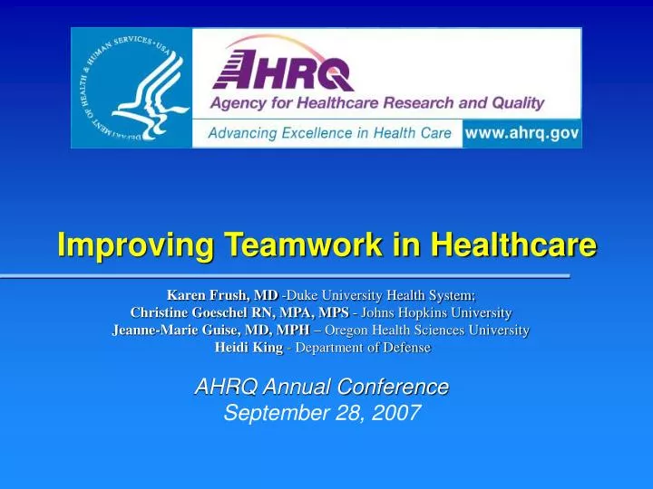 improving teamwork in healthcare