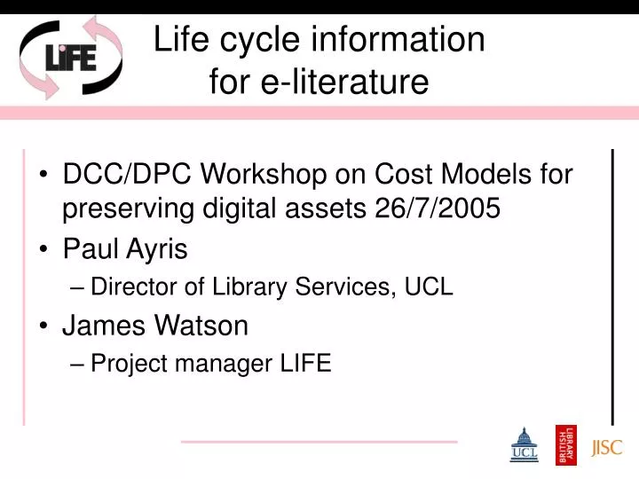 life cycle information for e literature