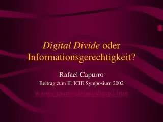 digital divide oder informationsgerechtigkeit