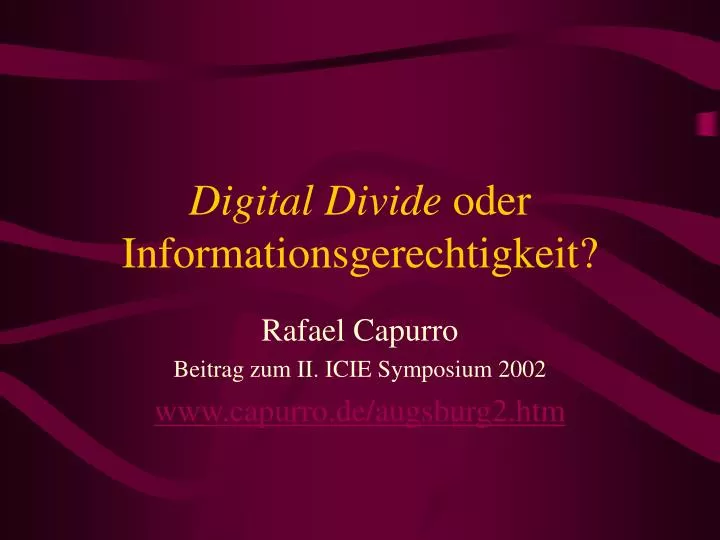 digital divide oder informationsgerechtigkeit