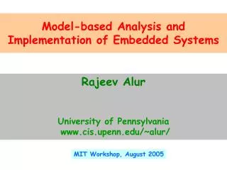 Model-based Analysis and Implementation of Embedded Systems