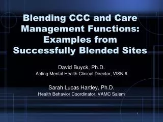 Blending CCC and Care Management Functions: Examples from Successfully Blended Sites