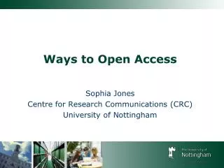 Ways to Open Access