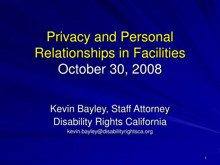 privacy and personal relationships in facilities october 30 2008