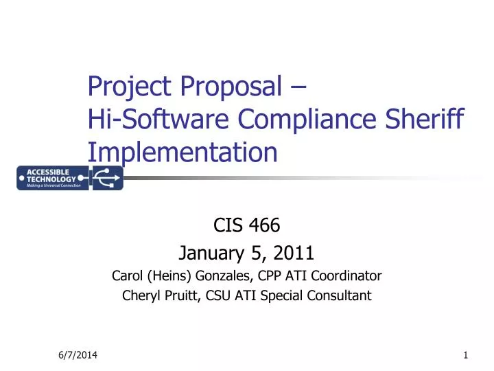 project proposal hi software compliance sheriff implementation