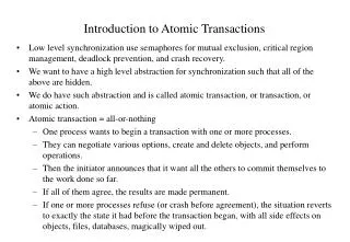 Introduction to Atomic Transactions
