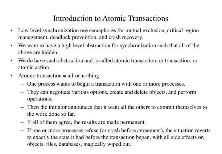 introduction to atomic transactions