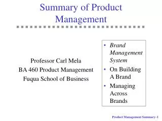 Summary of Product Management