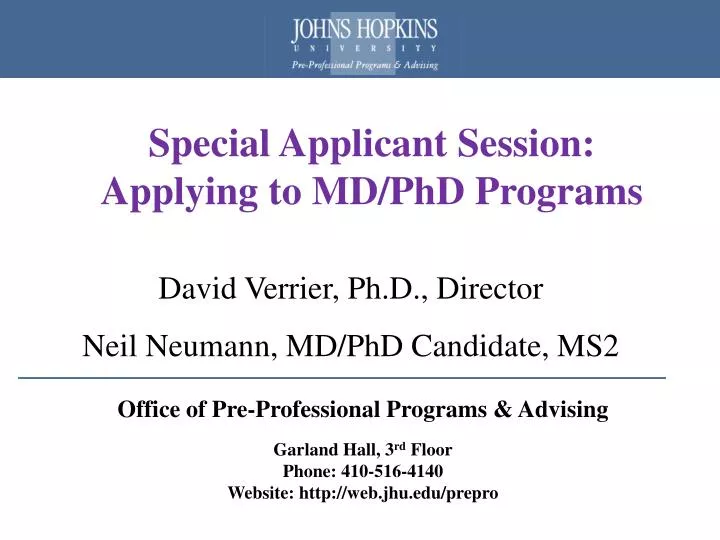 sp ecial applicant session applying to md phd programs