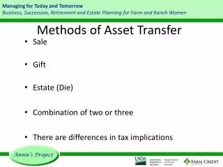 Methods of Asset Transfer