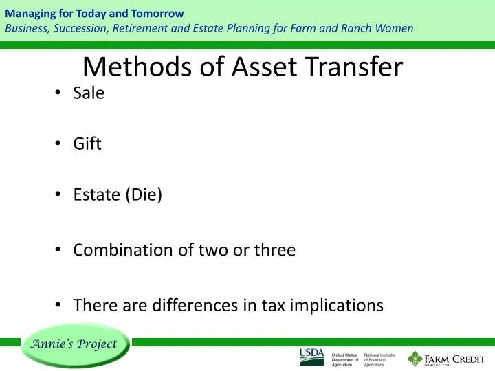 methods of asset transfer