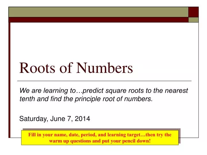 roots of numbers