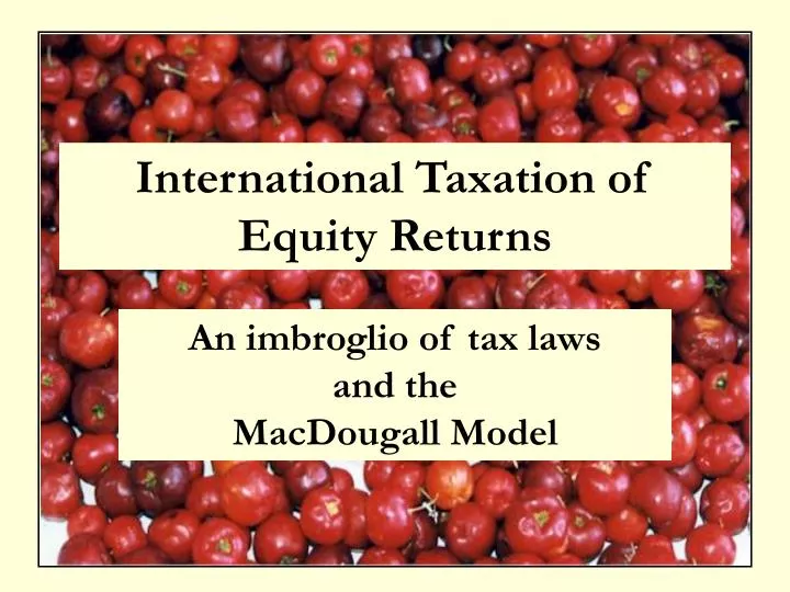 international taxation of equity returns