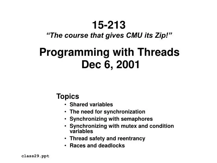programming with threads dec 6 2001
