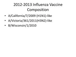 2012-2013 Influenza Vaccine Composition