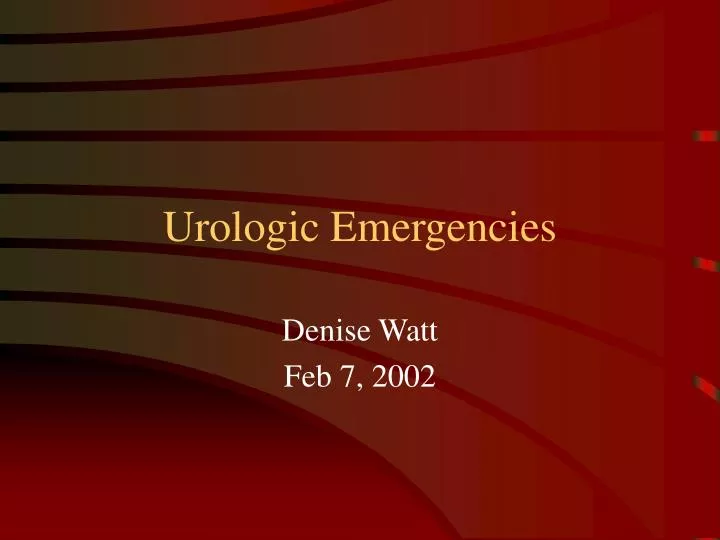 urologic emergencies
