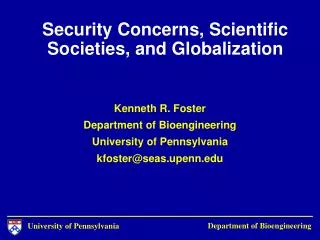 Security Concerns, Scientific Societies, and Globalization